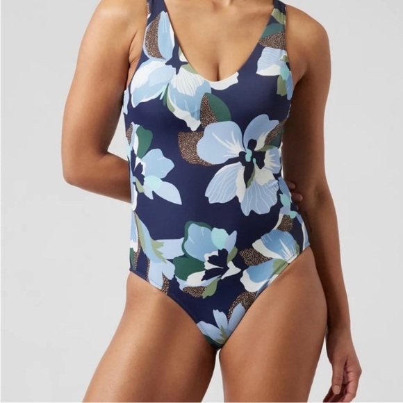 Athleta Swimsuit Seychelles One Piece Hero Bloom Dress Blue NWT Size XSS - Picture 1 of 7
